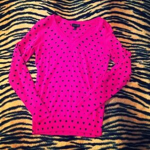 The Limited Pink and Black heart Polka Dot Top